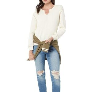 Madewell | Waffle knit split neck long sleeve pullover sweater size small